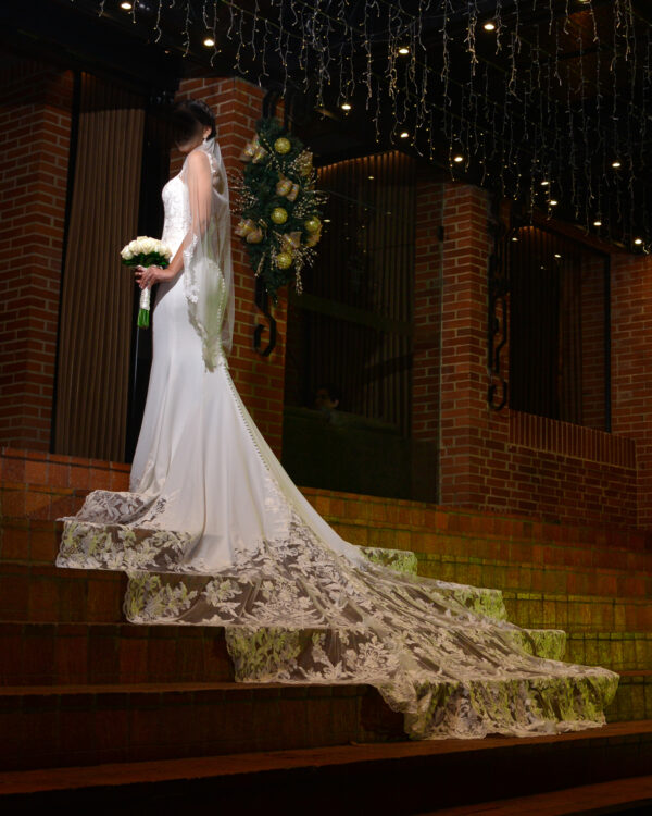 Schleppe mit Spitzenabschluss dies ist ein Fit and Flare Brautkleid